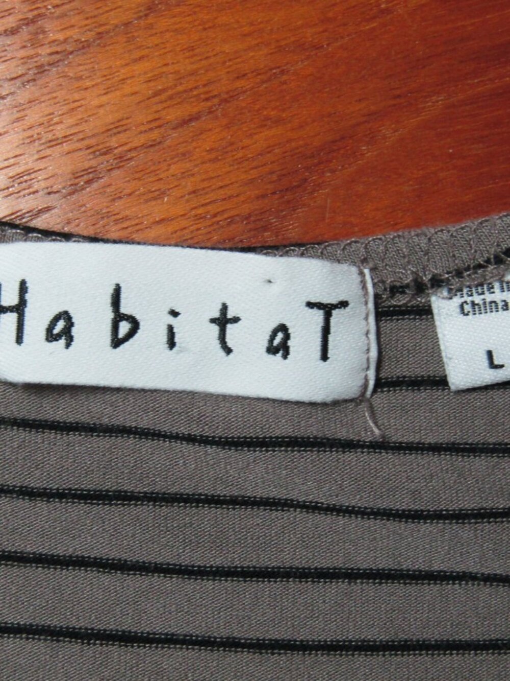 Habitat Clothes To Live In Dress L Mocha Black Stripe Sleeveless Pockets Artsy - Picture 9 of 12